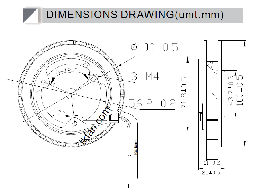 12v Centrifugal fan CA10025HH12X dimensions drawing.png 12v Centrifugal fan CA10025HH12X dimensions drawing.png
